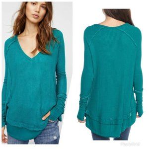 Free People Laguna Thermal Sweater Long Sleeve Green Size S Thumb Hole Cuff